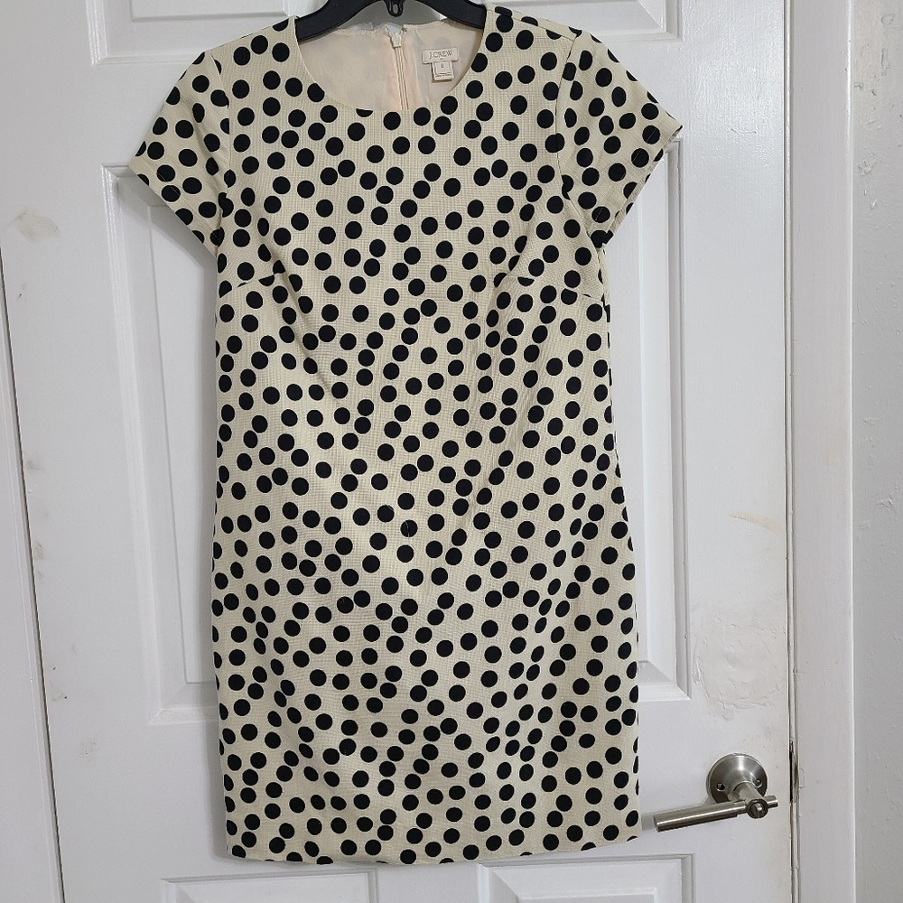 J.Crew cream polka dots dress size 0  *C9
